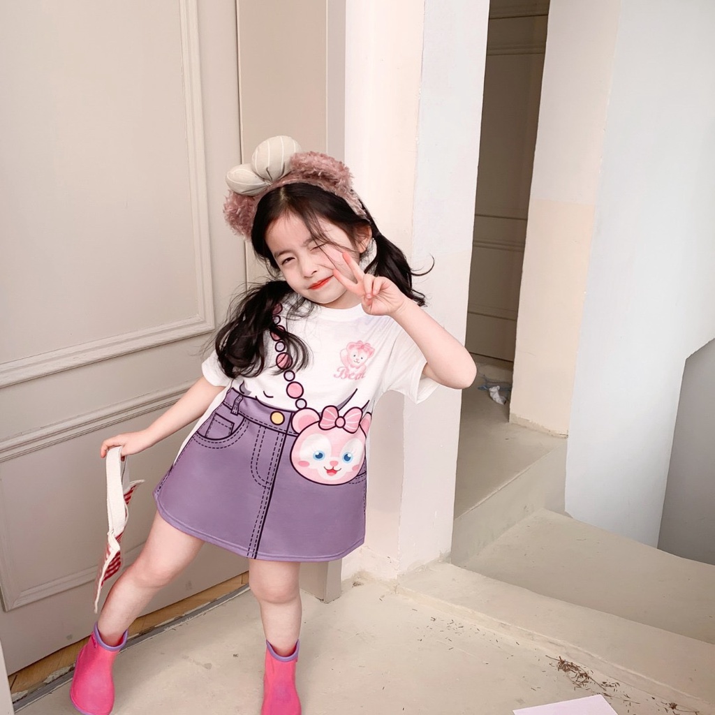 Đầm Cotton In Họa Tiết Hoạt Hình Phong Cách Hàn Quốc Xinh Xắn Cho Bé Gái 1-7 Tuổi