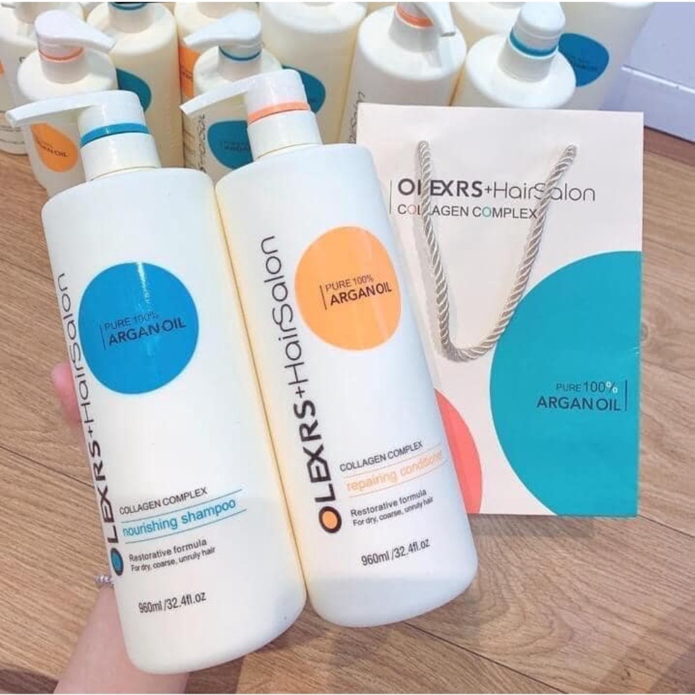 Cặp gội xả Olexrs Collagen Complex 500ml kichs thích mọc tóc, dưỡng tóc mềm mượt