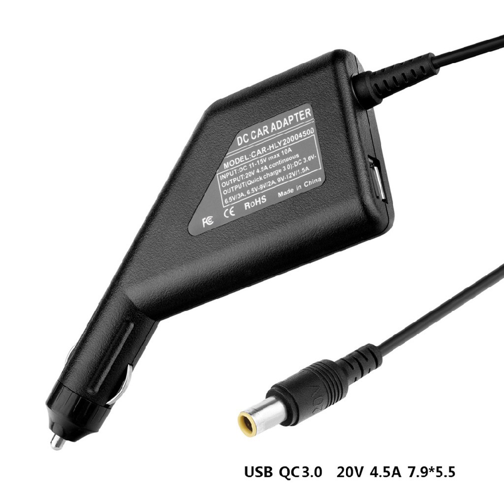 Utake90W 20V 4.5A QC 3.0 USB Laptop Car Charger For Lenovo Thinkpad