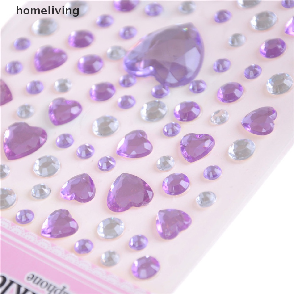 1 Tấm Sticker Hình Trái Tim Đính Đá Trang Trí Điện Thoại / Sổ Tay Diy