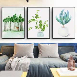 Tranh treo tường Canvas trang trí lá cọ kích thước 30x40 ( kèm theo khung )