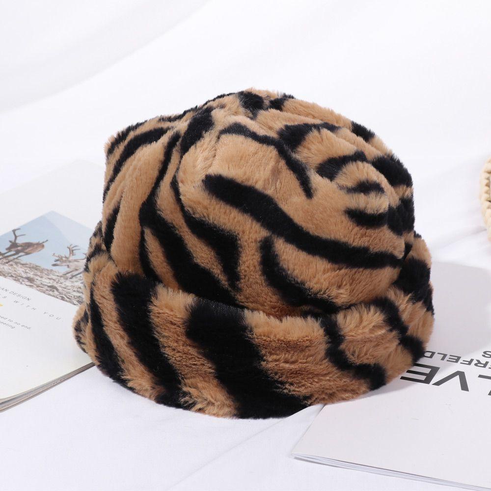 BSUNS Skullcap Fashion Faux Fur Rainbow Cow Zebra Warm Melon Cap