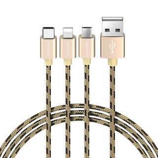 Dây cáp sạc nhanh 3 đầu borofone dây dù 3 cổng lightning, cổng micro, cổng type c 1m