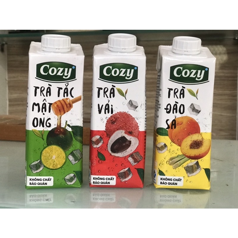 Trà Cozy thùng 3 vị 24 hộp 6 lốc trà đào sả/trà tấc mật ong/ trà vải