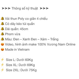 Quần đùi nam thể thao chất thun poly co giãn 4 chiều ་