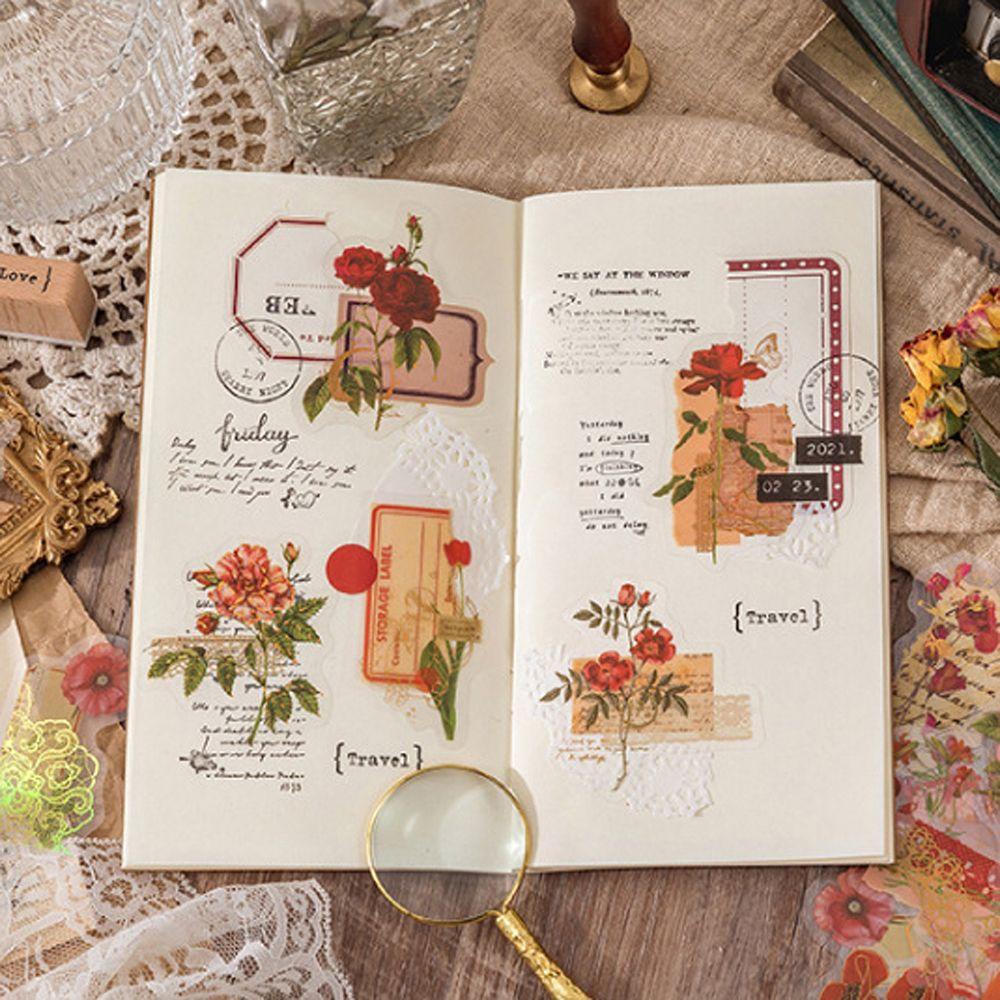 JARRED Set 40 Miếng Dán Trang Trí Sổ Tay / Nhật Ký / Trường Học Phong Cách Retro