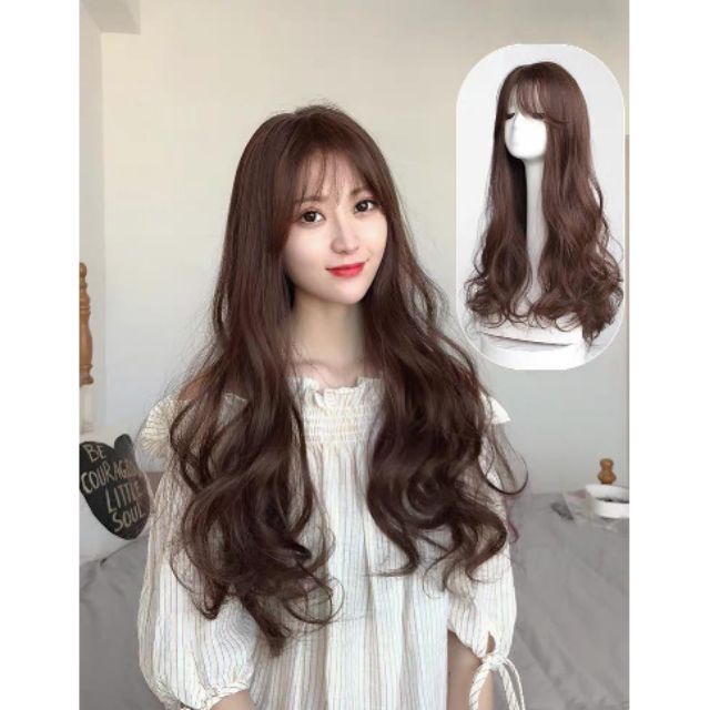 Tóc giả nguyên đầu xoăn đuôi  FREESHIP   nguyên đầu xoăn cc32