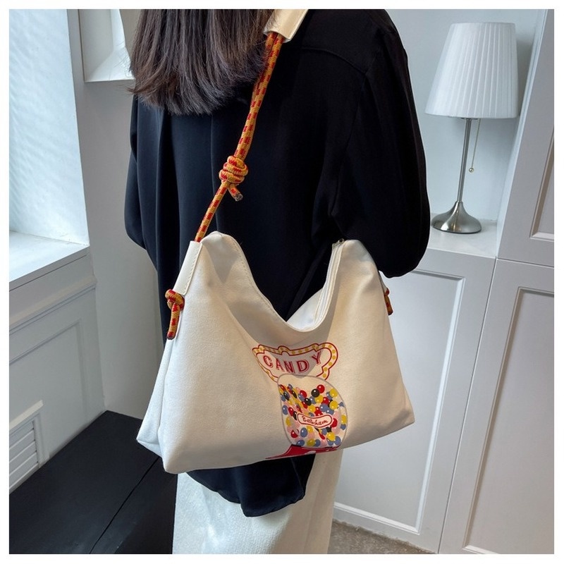 Hàng Trăm Và Một Túi tote Đeo Vai Bằng Vải canvas Kích Thước Lớn Thêu Trang Trí Mới 2022 NB00196