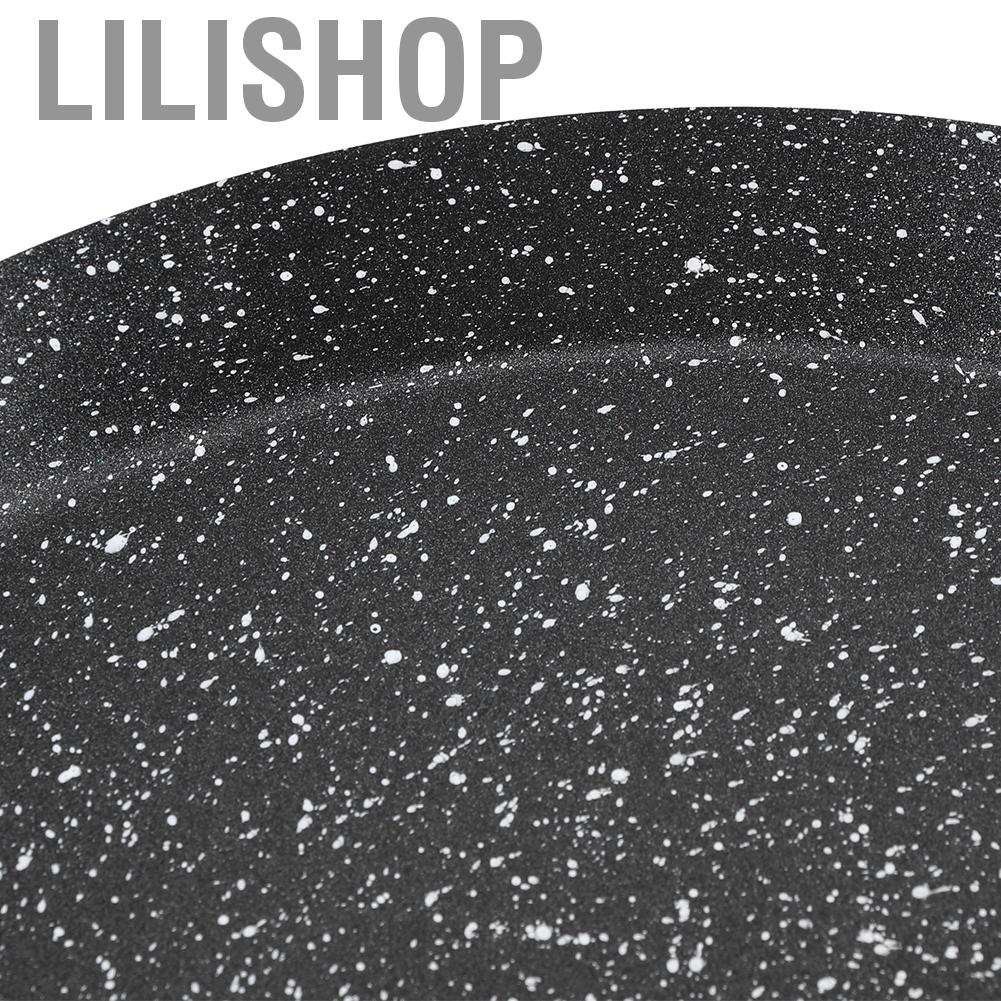 ⚡Có Sẵn⚡Lilishop Chảo Chiên Đáy Phẳng Bằng Hợp Kim Nhôm Chống Dính Màu Đen Cho Nhà Bếp Chảo Từ Cao Cấp Chống Dính Vân Đá Hoa Cương, Cán Vân Gỗ Cao Su Siêu Bền Dùng Tất Cả bếp từ