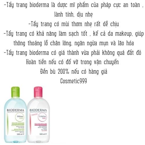 Nước Tẩy Trang Bioderma 500ml Pháp chính hãng - Cosmetic999