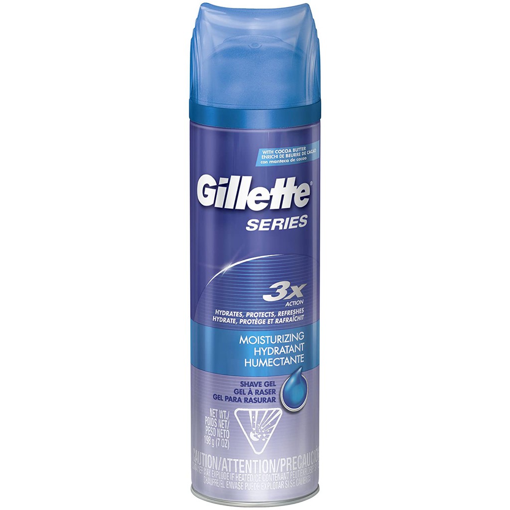 Bình xịt gel cạo râu dưỡng ẩm da Gillette Series 3X Action Shave Gel Moisturizing 198g (Mỹ)