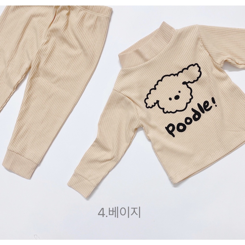 Thun lạnh dài tay cho bé trai, bé gái Poodle Kwoo. Set bộ thun tăm cho trẻ em từ 8 đến 18kg