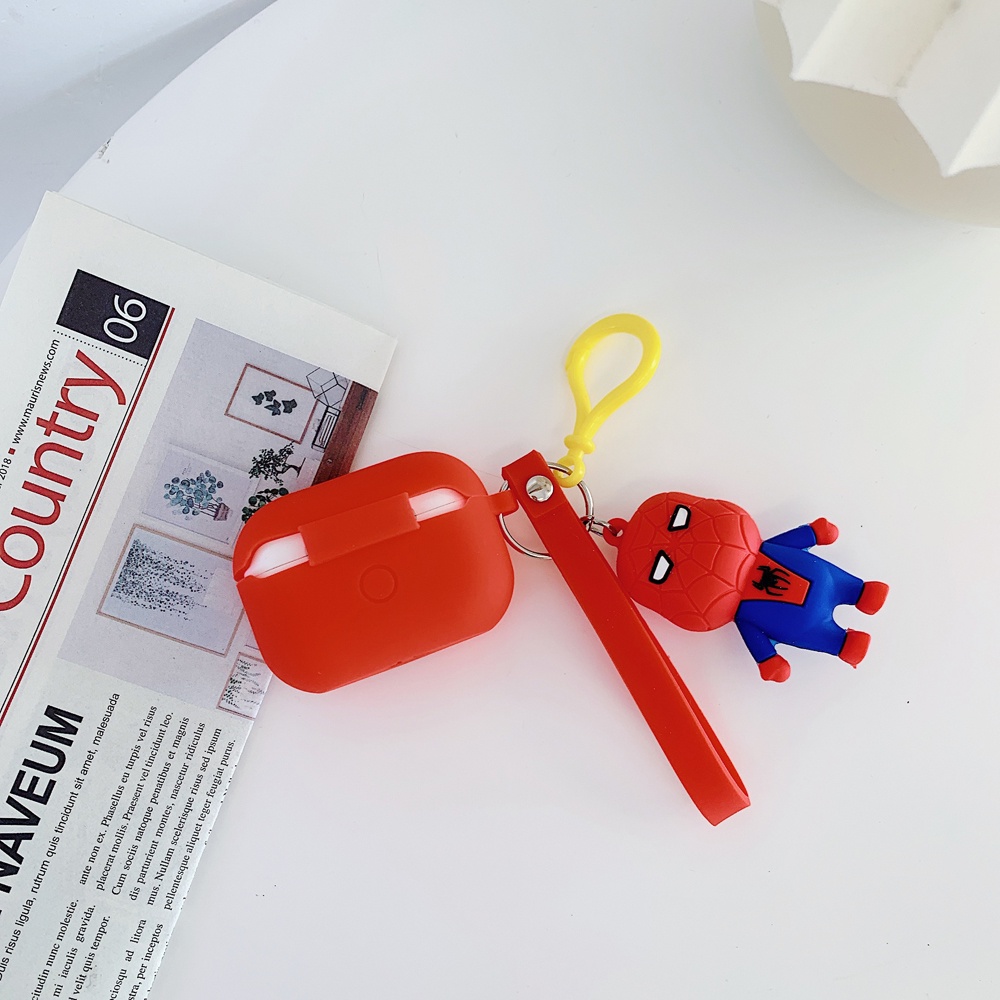 Vỏ bảo vệ hộp sạc tai nghe silicon họa tiết hoạt hình marvel gắn dây đeo chống rơi thích hợp cho airpods pro 13 3 pro