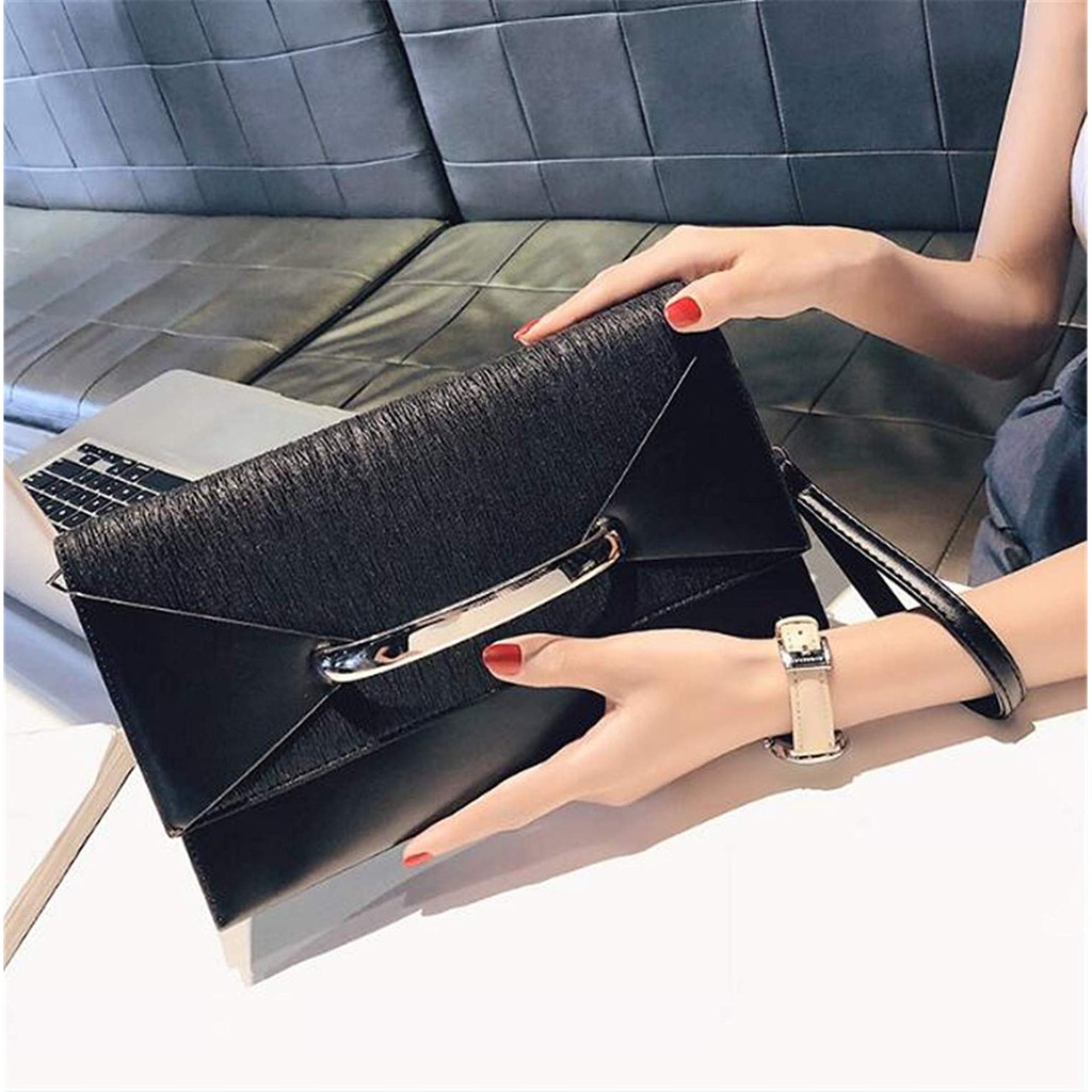 Ví cầm tay khóa kim loại kiểu dáng sang trọng | Clutch nữ