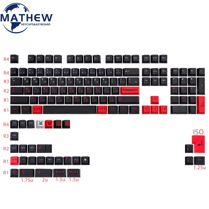 Nút bàn phím cơ Bushido Keycap 61/68/84/87/104/108 PBT hình quả cherry Profile