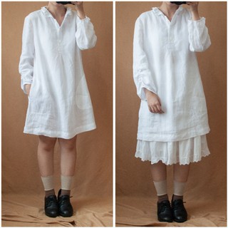 váy linen trắng và váy beige