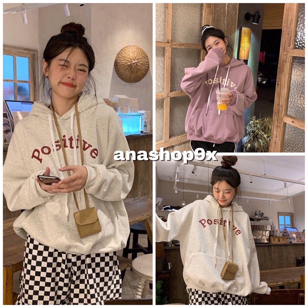 Áo nỉ sweater nữ có mũ dài tay 2 màu tím,trắng mặc thu đông