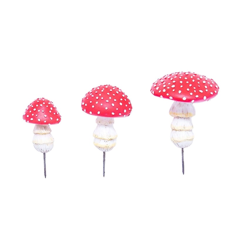 Set 3 Mô Hình Cây Nấm Mini Trang Trí Sân Vườn