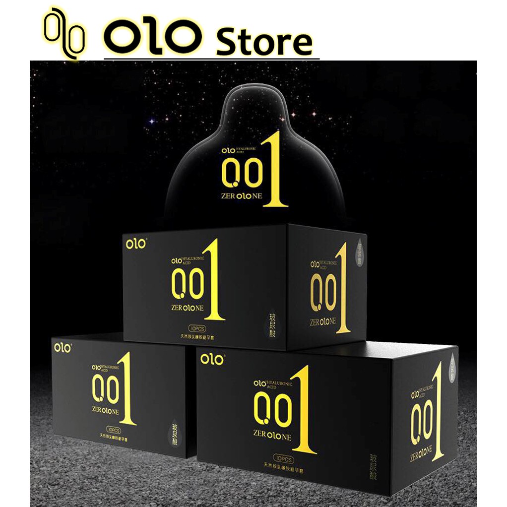 Bao cao su siêu mỏng 001 OLO đen hương vani với 5% benzocain kéo dài thời gian hộp 10c bcs #8