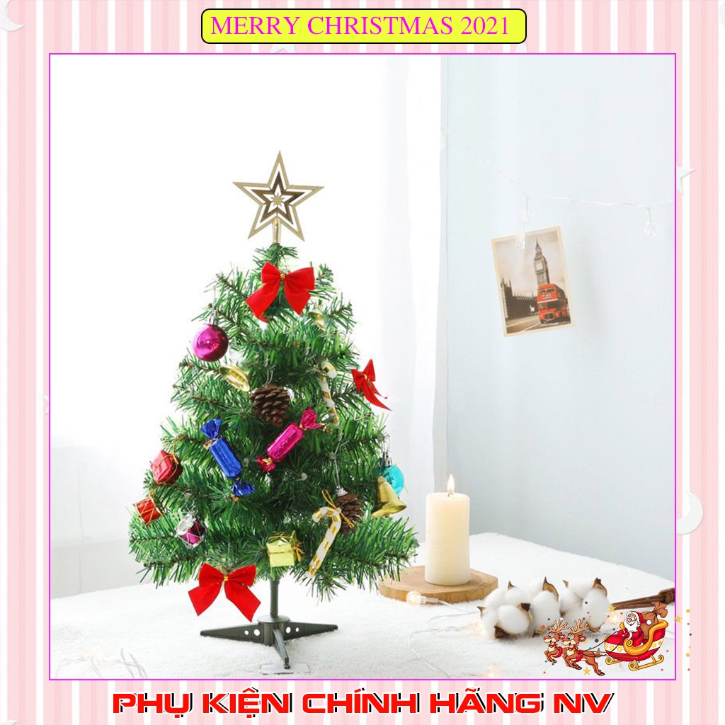 Cây thông noel 60cm để bàn mini trang trí giáng sinh full phụ kiện cho phòng ngủ, phòng khách giá rẻ tại HCM