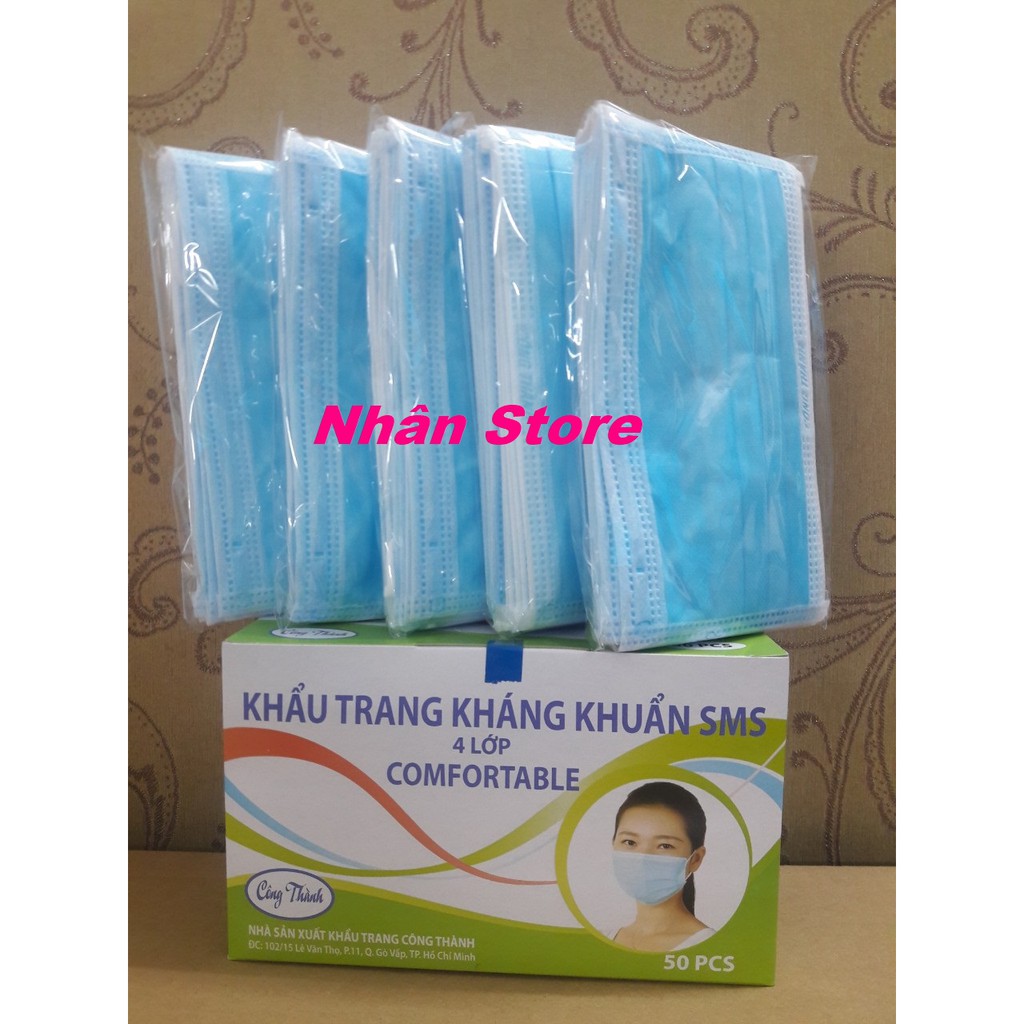 (Giá Từ Xưởng) Hộp Khẩu Trang Y Tế Công Thành (4 lớp - 50 cái)