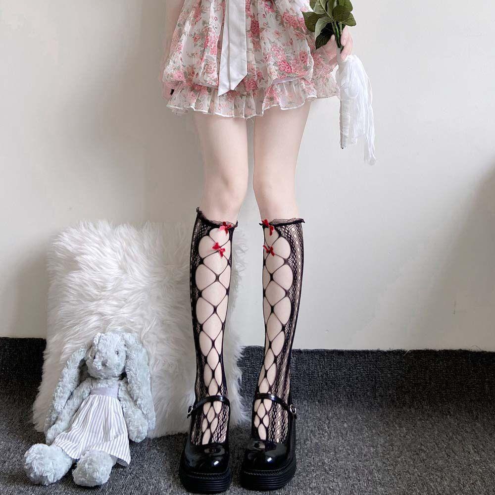 Vớ Lưới Cao Tới Gối Đính Nơ Phong Cách Lolita Dễ Thương Dành Cho Bé Gái