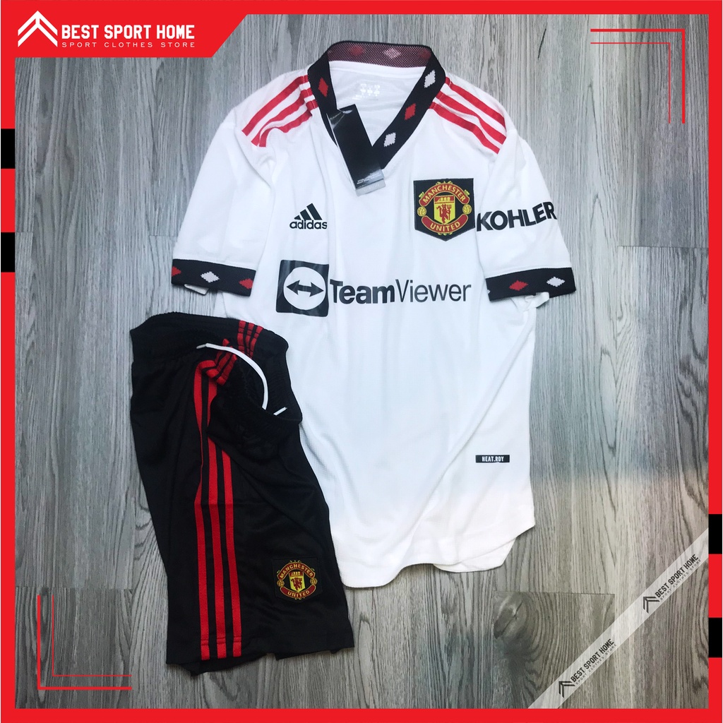Set quần áo bóng đá Manchester United sân khách 2022/23 - Vải Climacool màu trắng form Âu - In ấn tên số theo yêu cầu