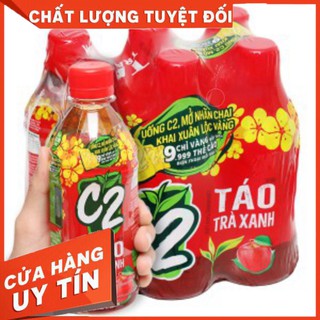 Hàng có sẵn Lốc 6 Chai Trà Xanh C2 Hương Chanh/ hương táo