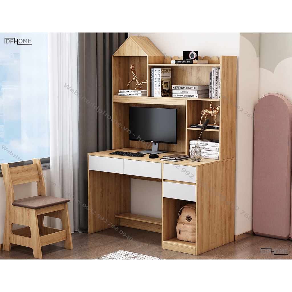 Bàn học sinh liền giá sách đẹp BH6809