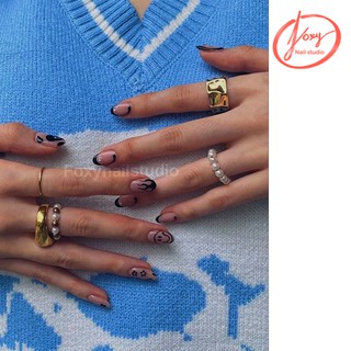 [NAILBOX] Bộ móng giả hoạt hình simple black nền trong siêu yêu - Dùng được nhiều lần