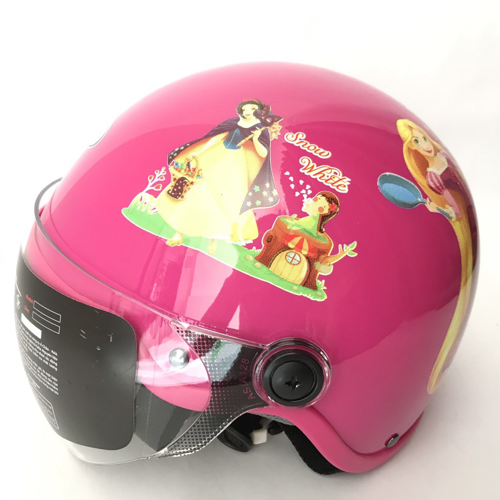 Nón bảo hiểm trẻ em có kính siêu yêu - dành cho bé gái từ 3 đến 6 tuổi - Asia MT103KS - Hồng công chúa Bạch tuyết