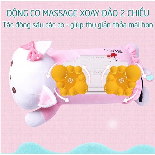 Gối nằm massage cổ vai gáy hồng ngoại pin sạc hello kitty YJ-68 - giá rẻ