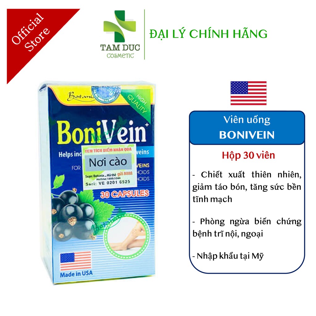 ✅[Chính Hãng] BoniVein 30 viên hỗ trợ cho người suy giãn tĩnh mạch, trĩ nội, trĩ ngoại [Boni Vein, Daflon, Venpoten]