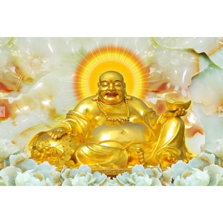 Tranh đính full đá tự làm. Tranh phật di lặc tài lôc