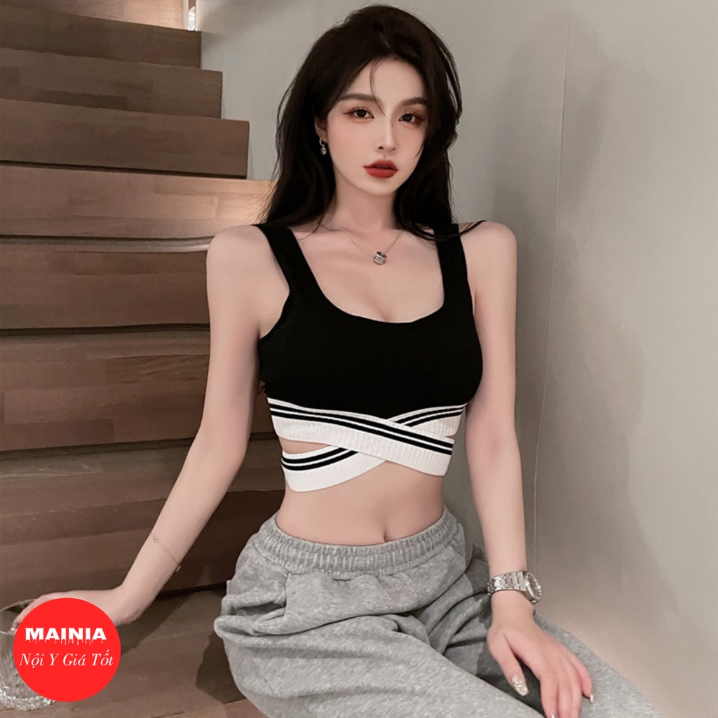 [Siêu Đẹp] Áo Bra Cotton Dây Chéo Eo Siêu Sexy Gợi Cảm Áo Bra Thể Thao Tập Gym Yoga Cao Cấp Mainia Shop