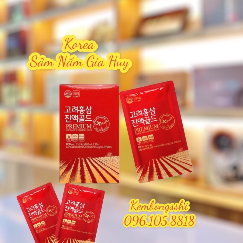 Nước hồng sâm 100% Premium Korea Red Ginseng Gold 30 gói Dành Cho Người Tiểu Đường, Mỡ Máu