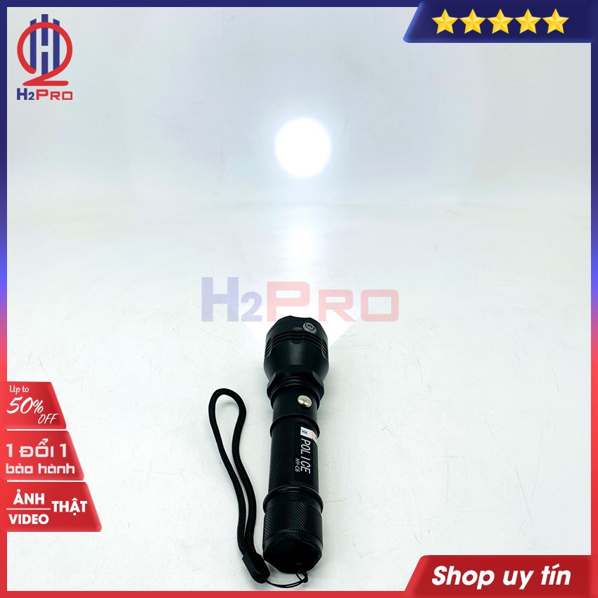 Đèn pin LED siêu sáng mini cầm tay Police HY-C6 H2Pro cao cấp-pin sạc 2300mah-chiếu xa 300m, chống nước-3 chế độ sáng