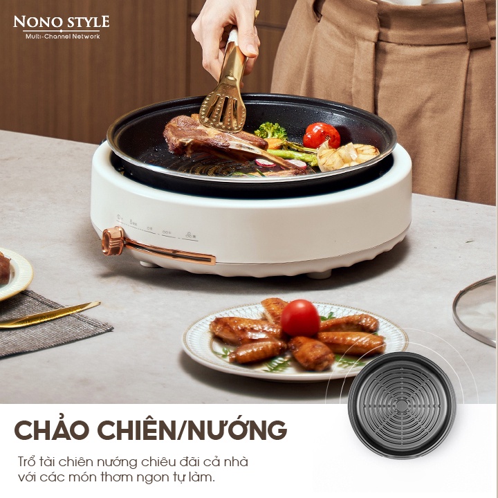 Nồi Lẩu Nướng Điện Đa Năng Nonostyle 5L, 1350W, Bảo Hành 12 Tháng