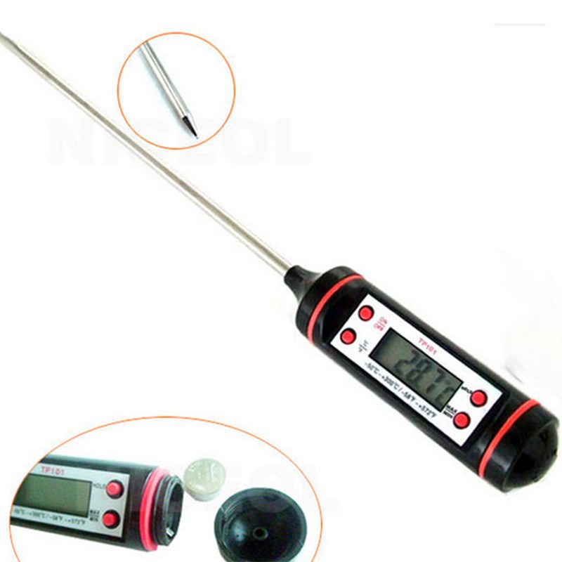 Nhiệt kế nấu ăn &amp; nướng BBQ bằng thép không gỉ màn hình LCD