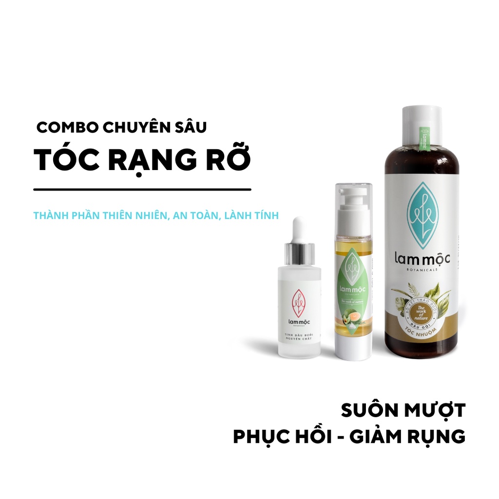 Combo Chuyên Sâu RẠNG RỠ - Phục hồi hư tổn, bảo vệ màu tóc, giảm gãy rụng và kích mọc tóc LAM MỘC