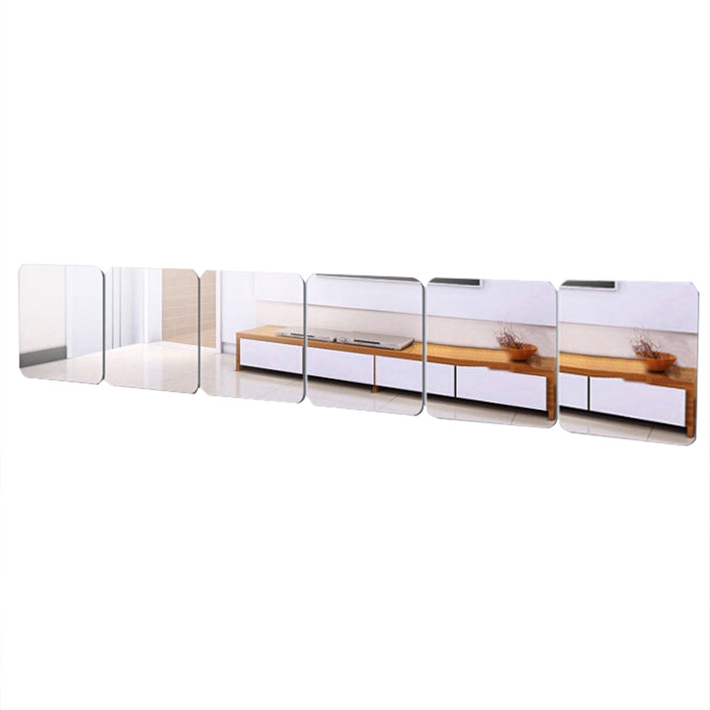 Set 6 miếng dán tường tráng gương hình vuông trang trí nội thất 15x15cm