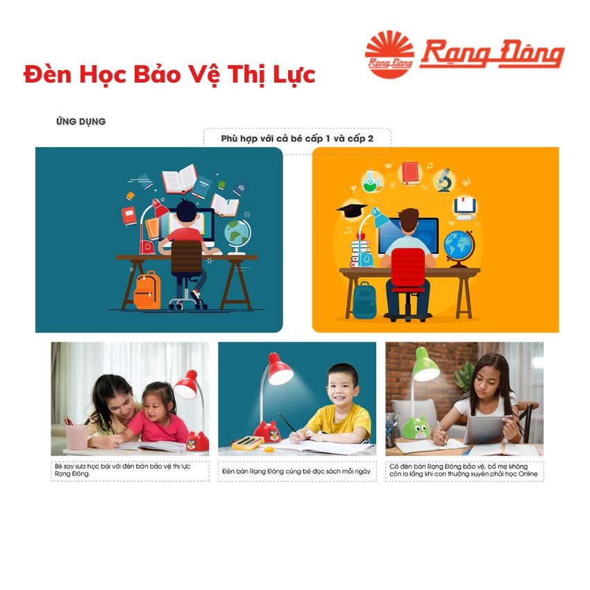 Đèn Bàn Học Chống Cận Rạng Đông RD-RL-27.V2 5W– Đèn học để bàn cute cho bé – Tuổi Thọ 20.000 giờ - Bảo Hành 12 Tháng