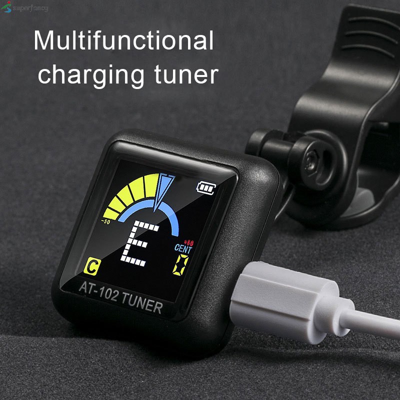 Guitar Tuner Rechargeable Clip On Tuner for All Instruments Bass Ukulele Violin Mandolin and Banjo