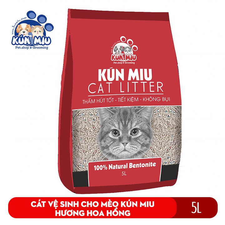 Cát vệ sinh cho mèo Kún Miu hương hoa hồng 5L(3.5kg)