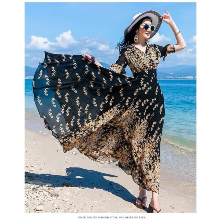 Đầm Maxi Hoa Nhí Dáng Dài Thướt Tha Cao Cấp - Váy Đi Biển Voan Lụa 2 Lớp Đẹp Quảng Châu Loại 1 | BigBuy360 - bigbuy360.vn