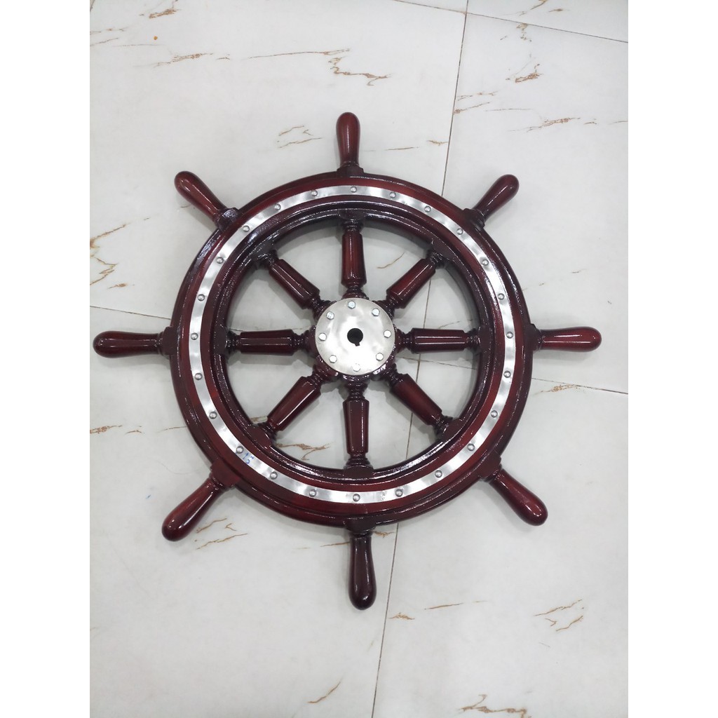 Vô Lăng - Bánh lái Tàu Thủy Bằng Gỗ Đường Kính 60cm cả tay cầm 80cm