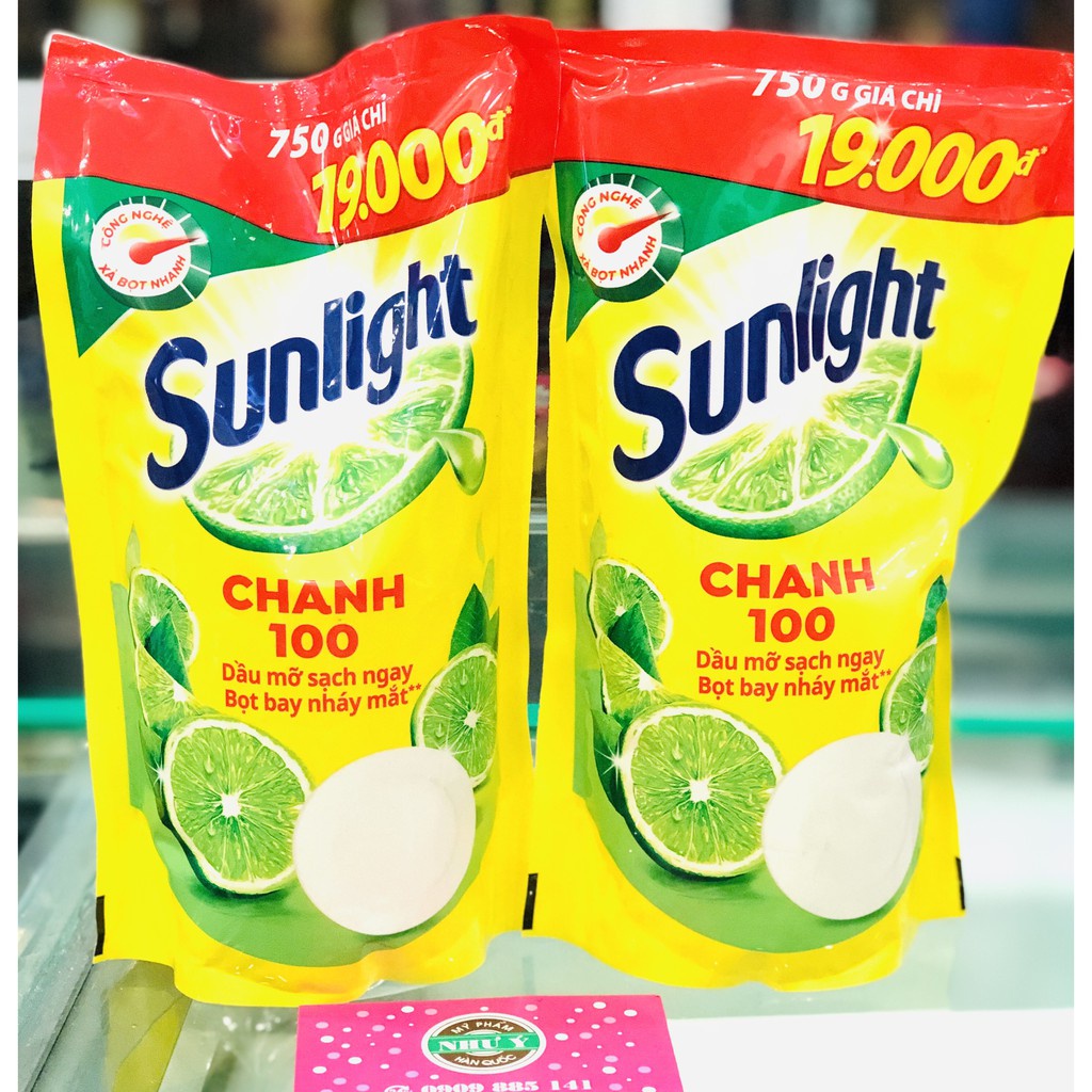 Nước rửa chén Sunlight Chanh 100 chiết xuất chanh tươi túi 750g
