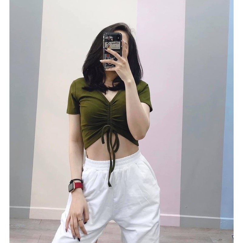 Áo Croptop Rút Dây - Áo Kiểu ZR Xuất Xịn [ ẢNH THẬT 100%
