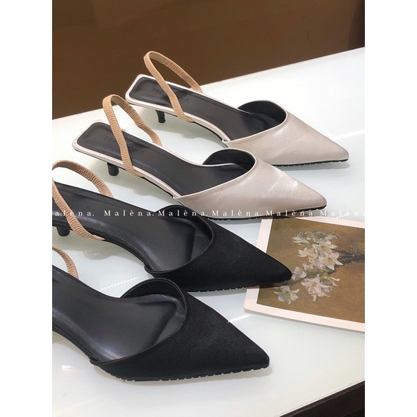 Giày slingback Malena hở gót quai sau mũi nhọn dáng đế 2cm mềm mại