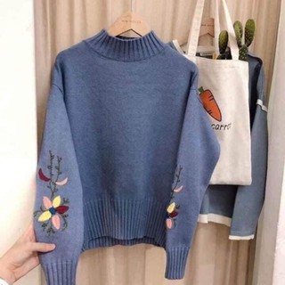 Áo Len Họa Tiết Hoa Thêu CC